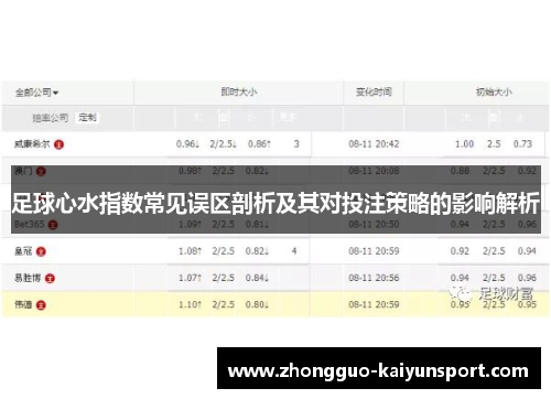 足球心水指数常见误区剖析及其对投注策略的影响解析